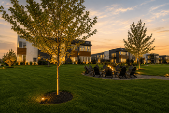 Gas fire pit and seating area